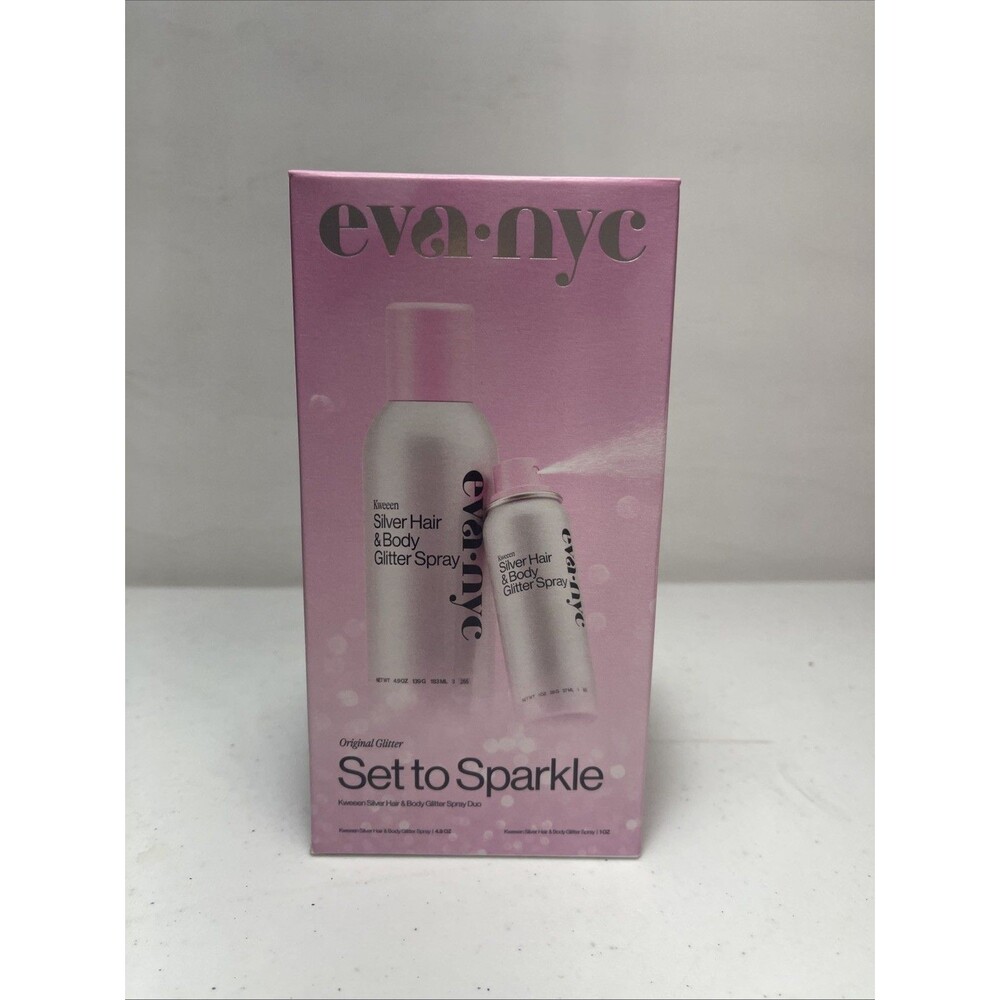 Eva NYC Kweeen Silver Hair and Body Glitter Spray 2-Pc Gift Set New In Box